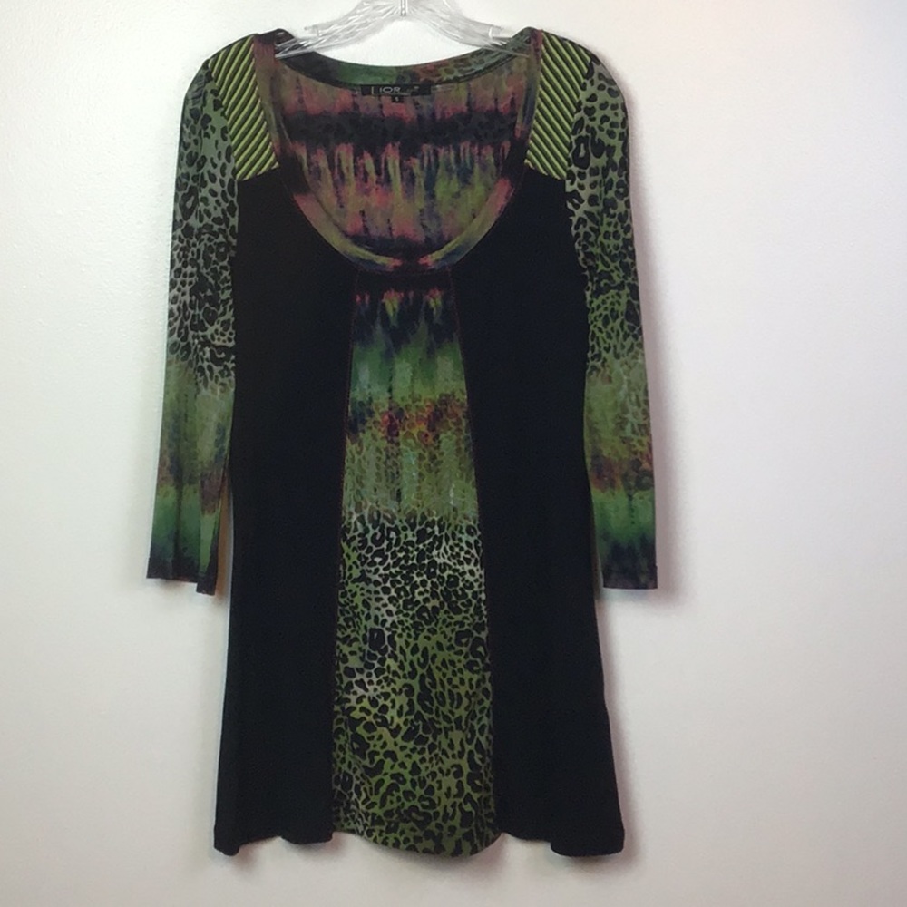 ANIMAL PRINT BLOUSE Green/Pink/Black